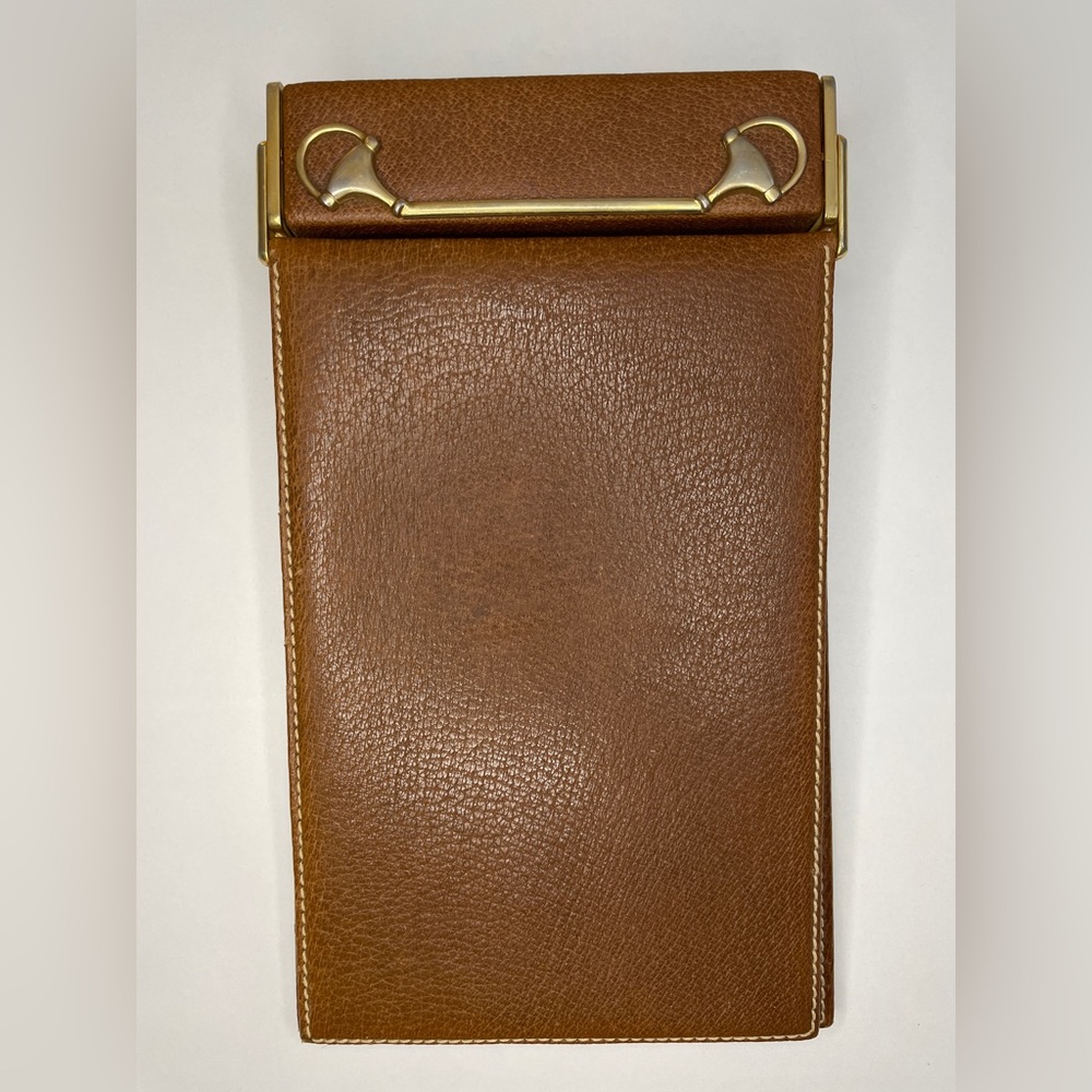 Vintage Gucci 1970’s Leather Horse-bit Notebook Desk Accessory Cover